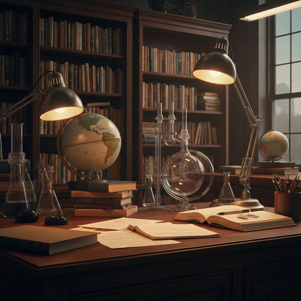 Akademische Institutionsumgebung mit Forschungsmaterialien symbolisierend Bildung und Wissen